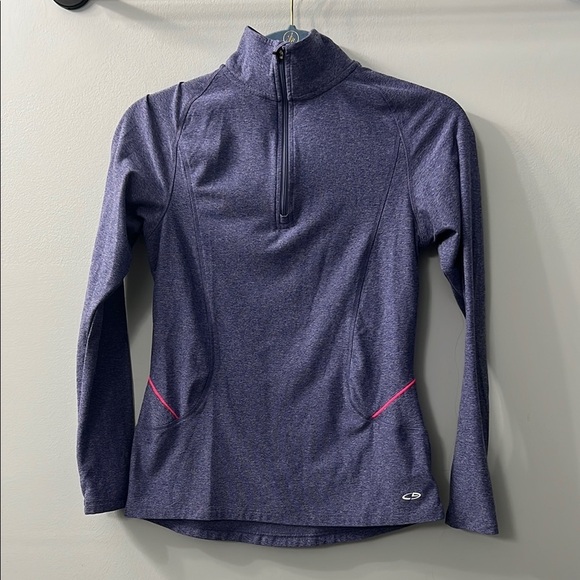 Champion Tops - Champion Purple & Pink Semi Fitted Long Sleeve 1/4 Zip Athletic Top Small